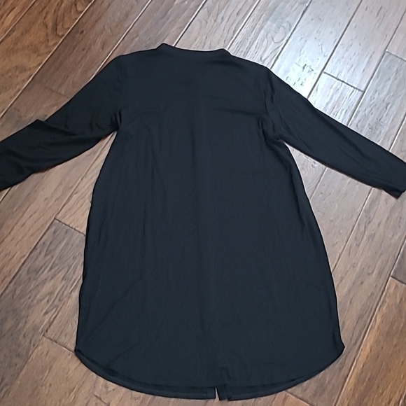 Eileen Fisher Black Button-up Shirt Dress with distressed buttons size Medium - Picture 3 of 8